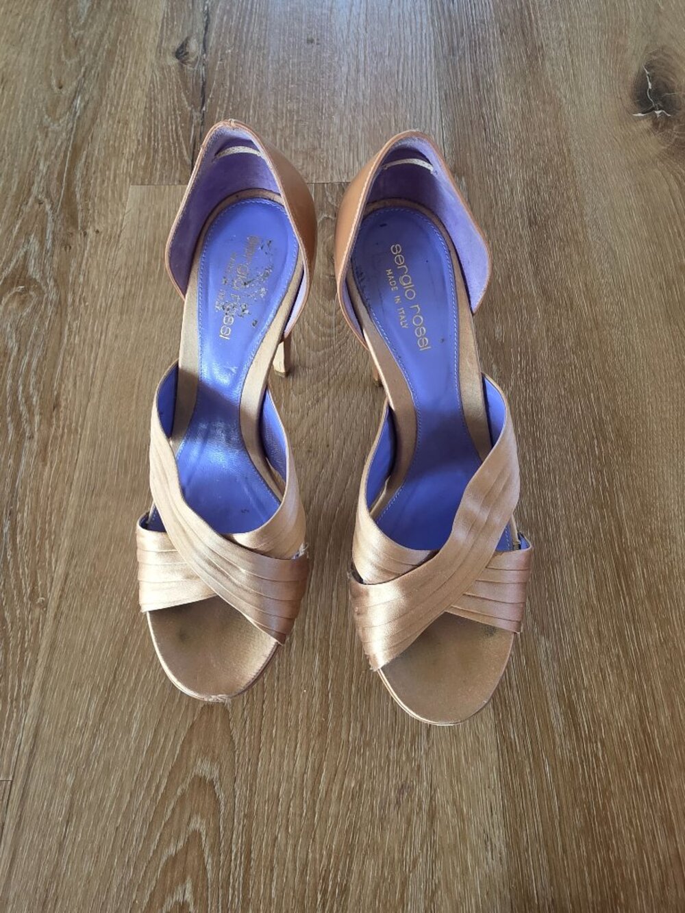 Sergio Rossi nude satin heels size 38.5